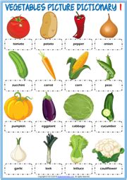 Vegetables ESL Printable Picture Dictionary Worksheets For Kids