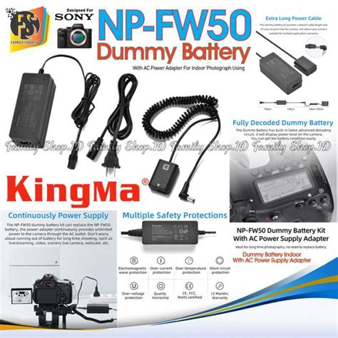 Promo Kingma Dummy Battery Kit Np Fw Indoor With Ac Power Supply