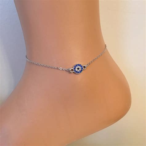 Gold Plated Evil Eye Ankle Bracelet Silver Evil Eye Anklet Etsy