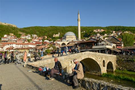 People Walking Over the Old Bridge of Prizren on Kosovo Editorial Stock ...