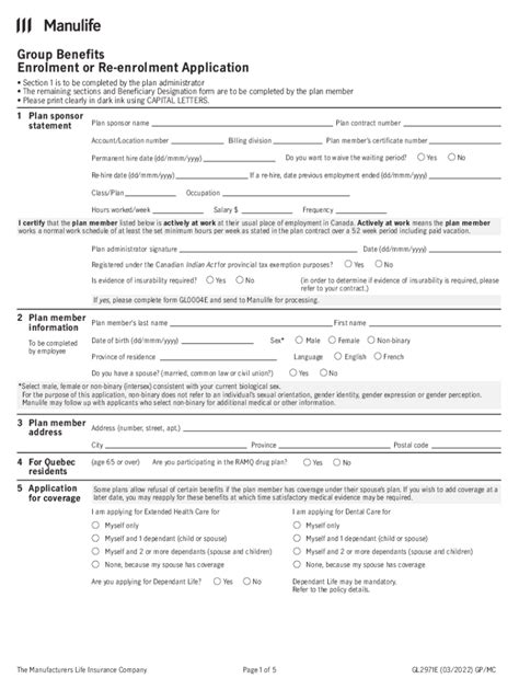 2022 2025 Form Canada Manulife GL2971E Fill Online Printable Fillable