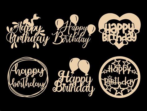 Happy Birthday Svg Bundle Cake Toppers Svg Bundle Birthday Etsy Uk