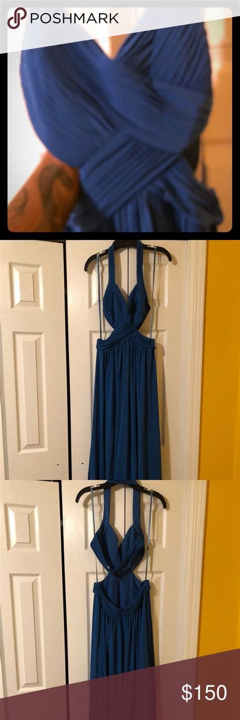 BCBG Maxazria Dress Worn Once 1 Flaw Near Clasp Beautiful Blue Halter