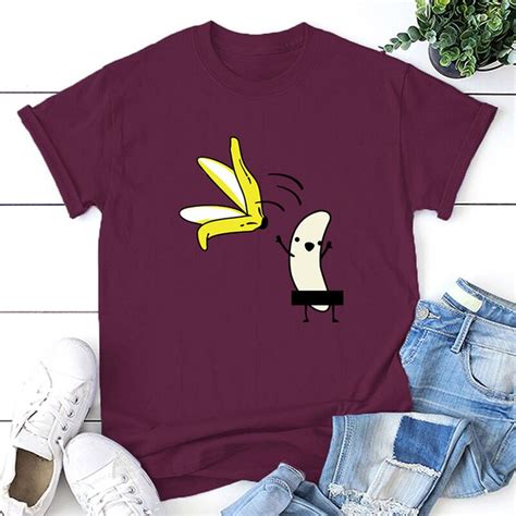 T Shirt Coton Casual T Shirt Naked Banana Dessin Anime Imprime A