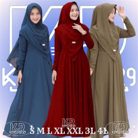 Jual Gamis Polos Set Plus Jilbab Layer Ready Ukuran M L Xl Xxl L L