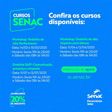 Curso De Oratória Gratuito Senac - Senac São Miguel do Oeste | Preparamos três Workshops sequenciais de ...