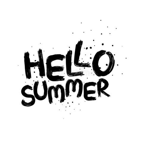 Hello Summer Lettering And Cartoon Stickers Stock Vector