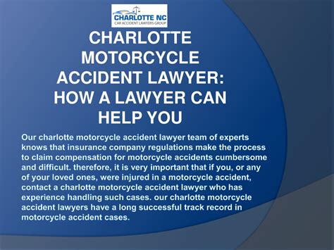 Ppt Charlotte Motorcycle Accident Lawyer How A Lawyer Can Help You