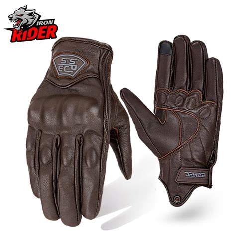 Summer Touchscreen Leather Motorcycle Gloves Protective Gear Racing