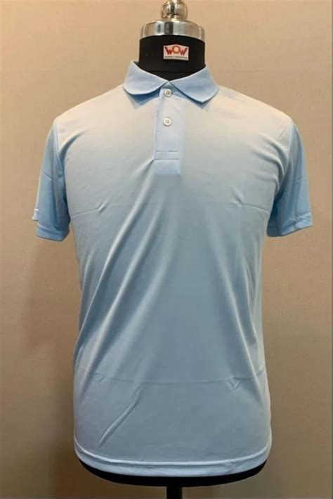 Plain Men Wow Sky Blue Dry Fit Polyester Polo T Shirt At Rs 115 Piece