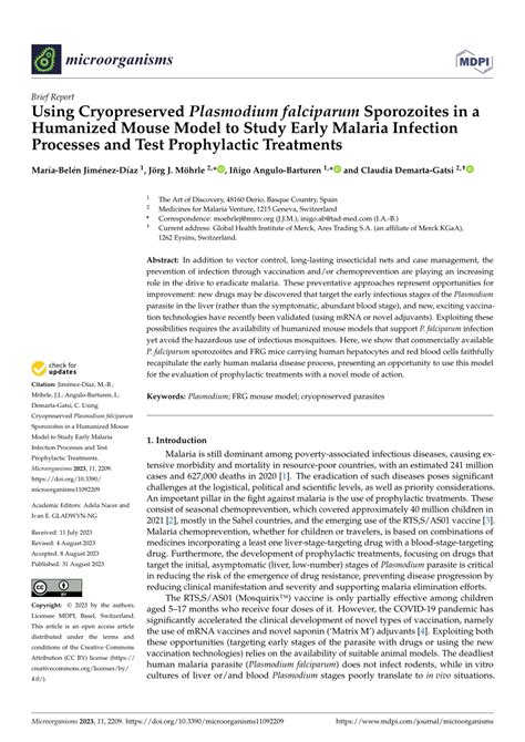 PDF Using Cryopreserved Plasmodium Falciparum Sporozoites In A