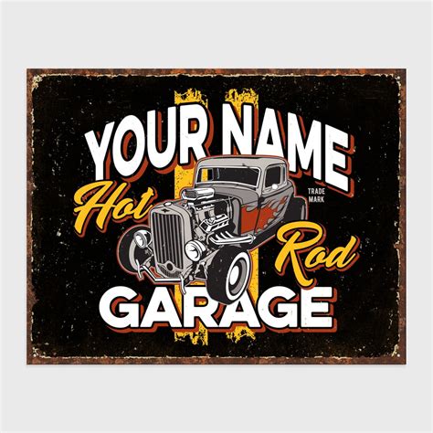 Custom Hot Rod Tin Sign Personalized Printed Sign Gifts For Muscle Car Fanatics Automotive