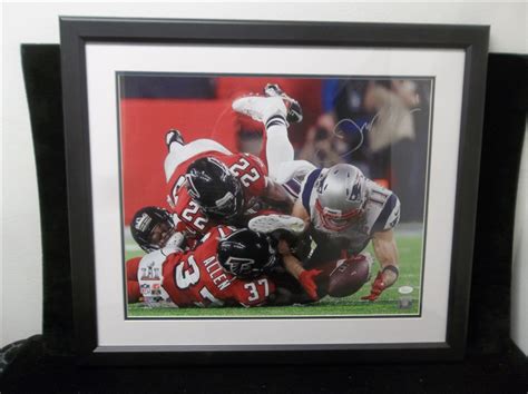 lot detail autographed julian edelman super bowl li framed double