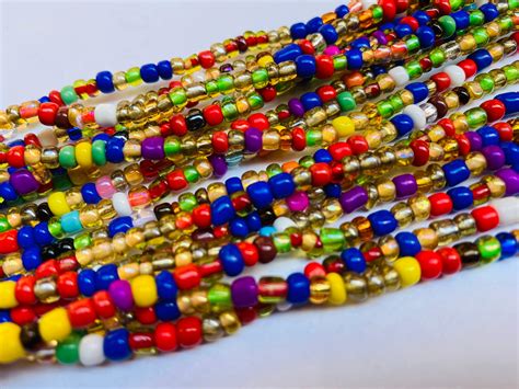 Multi Colored Waist Bead Belly Bead Seed Beads Ghana Waist Bead Glass Beads African Belly Beads