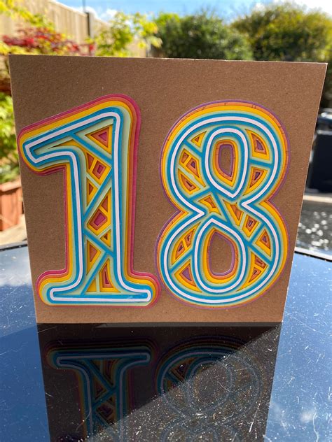 Card, Number Birthday Card, 18th Birthday, 3D Card, Celebrations, 18th ...