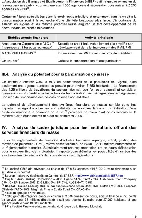 Bancarisation De Masse En Alg Rie Opportunit S Et D Fis Banque