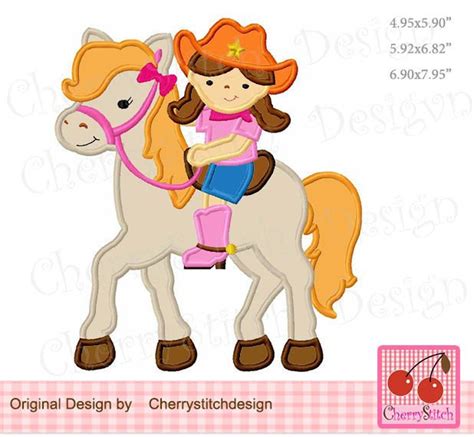 Cowgirl Machine Embroidery Applique Design For 5x7 6x10 And Etsy