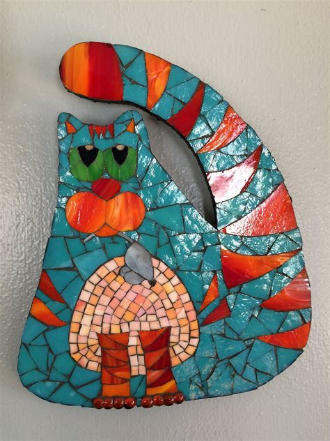 Stained Glass Mosaic Cat Mosaic Glass Mosaic Tiles Stained Glass