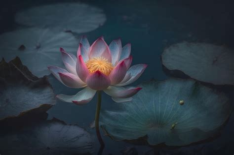 Premium Ai Image A Lotus Flower In The Dark