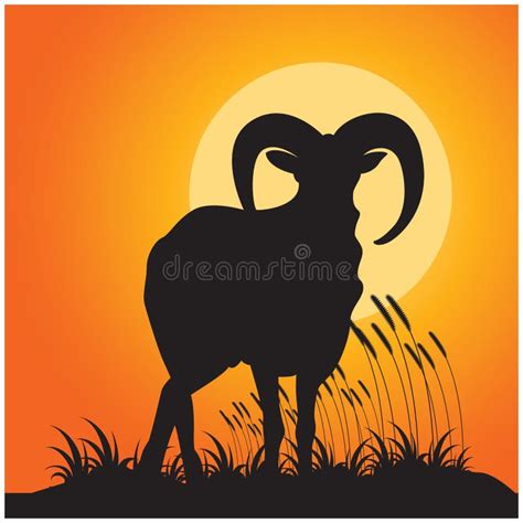 Silhouette Of Ram Vector Illustration Decorative Design Stock Vector