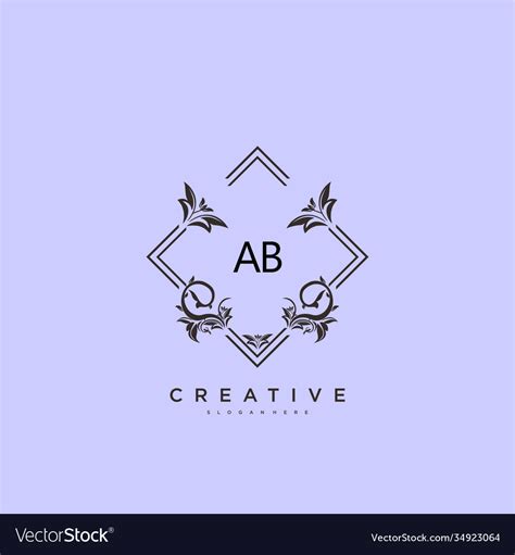 Ab Beauty Initial Logo Art Handwriting Logo Vector Image