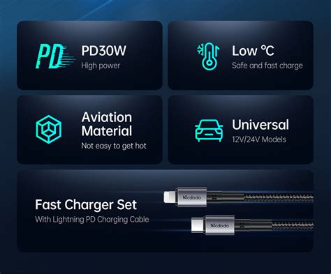 Mcdodo 749 30W PD USB C Car Charger And IP Cable Set Gadgetoo Bd