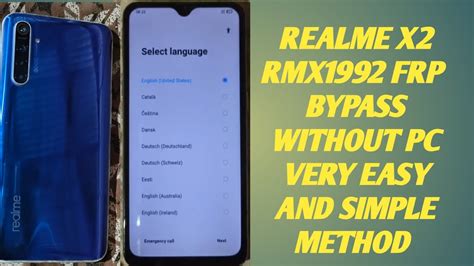 Realme X2 XT RMX1992 RMX1991 FRP Bypass Google Account Remove Without