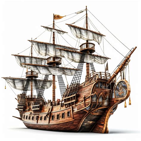 Premium Photo A Pirate Ship Isolated On White Background Generative Ai