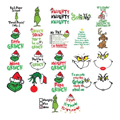 The Grinch Face Bundle Grinch Christmas Svg Inspire Uplift