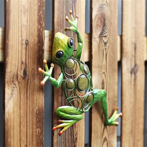 Frog Wall Decor Outdoor Metal Art Decorative Glass Sculpture Etsy