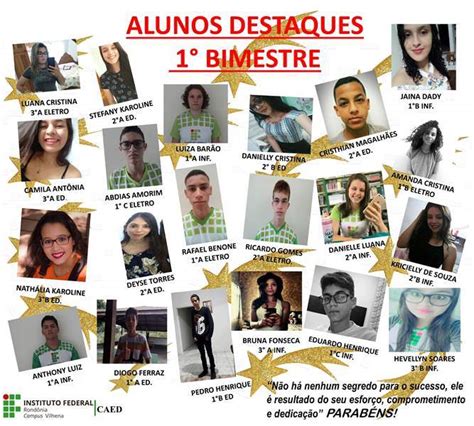 Alunos Destaque - CAED do Campus Vilhena premia alunos destaque do 1º bimestre