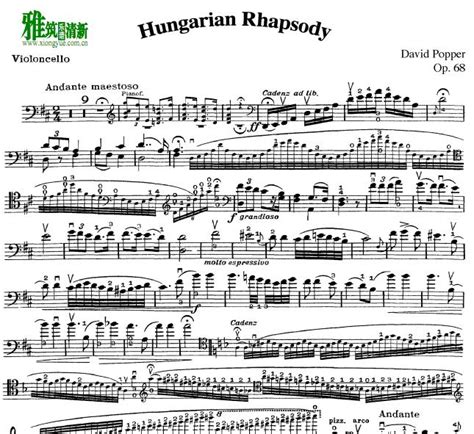 波帕尔 Popper匈牙利狂想曲hungarian Rhapsody大提琴谱 找教案个人博客