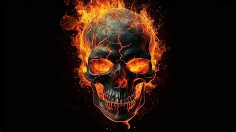 Premium Photo A Skull With Flames On It Is In Flames