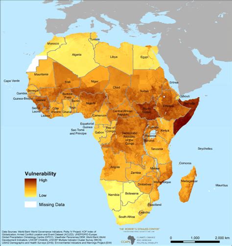 Map of Composite Climate Vulnerability in Africa, Combining Indicators ...