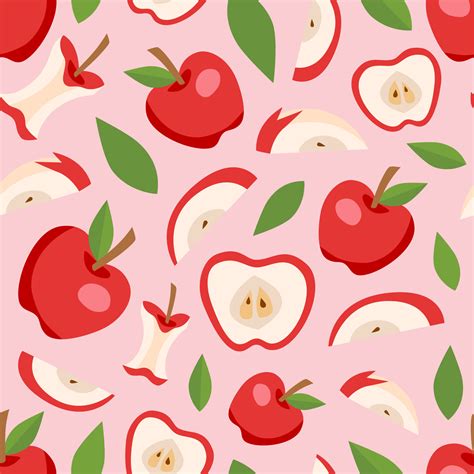 Red Apple Seamless Pattern Abstract Art Print Design For Paper