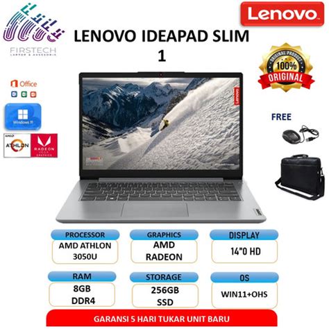 Jual Lenovo Ideapad Slim 1 14 Athlon Silver 3050u 8gb 256ssd Radeon W11