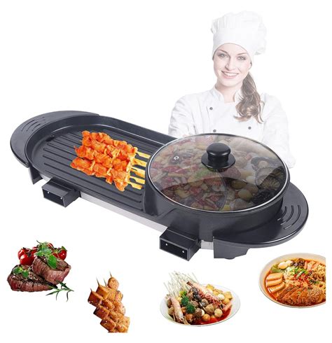 Electric 2 In 1 Hot Pot Barbecue Grill DyGTyX Non Stick Teppanyaki Pan Soup Multifunctional