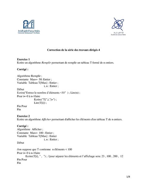 Corrige TD4 Correction de la série des travaux dirigés 4 Exercice 1