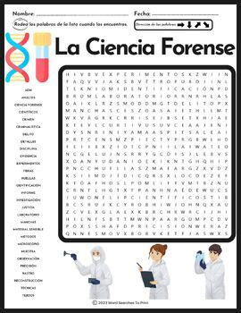 La Ciencia Forense Sopa De Letras Forensic Science Word Search In Spanish