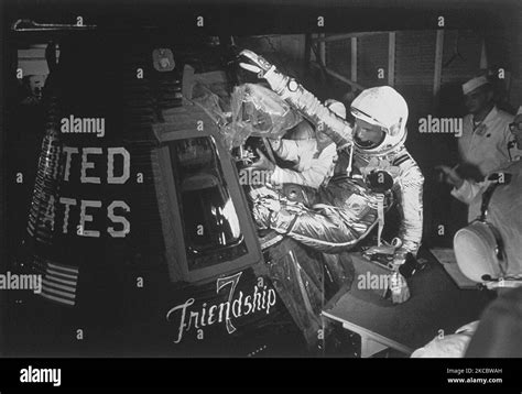 Astronaut John Glenn entering the friendship 7 capsule prior to launch ...