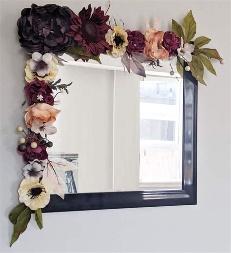Wall Mirror With Faux Flower Decor Small Bathroom Mirrors Cool