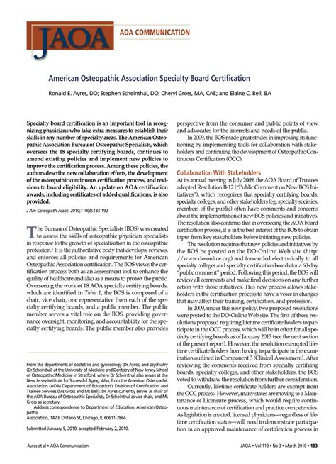 Pdf Appendix 2 American Osteopathic Association Specialty Board Certification