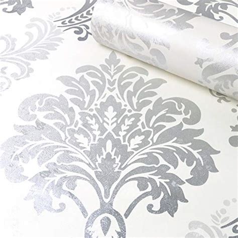 Amao Grey Damask Peel And Stick Wallpaper Self Adhesive Vinyl Shelf