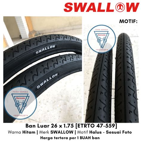 Jual Ban Luar Sepeda 26 X 1 75 Swallow Deli Tire HITAM HALUS Shopee