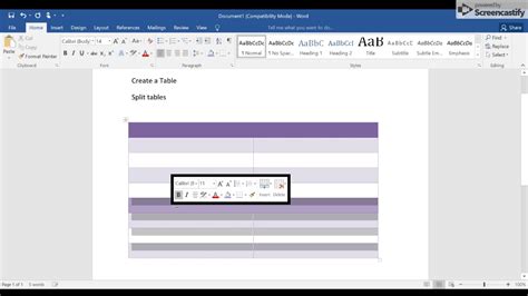 Create Tables And Lists Split Tables Youtube