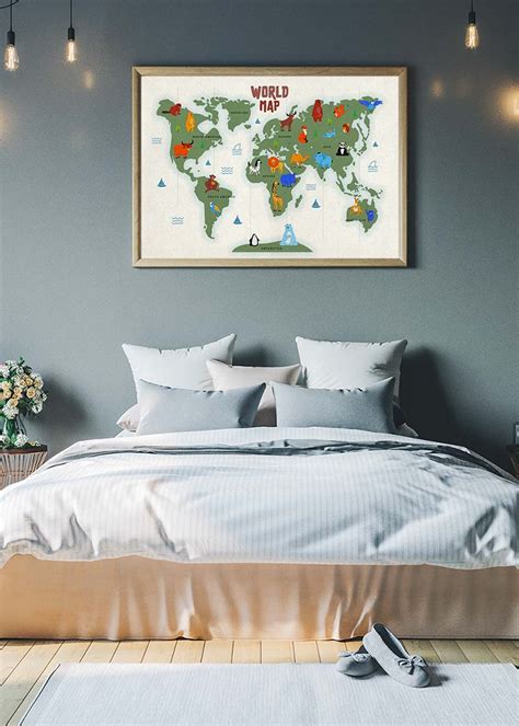 Illustrated World Map Educational Kids Print – InkAndDrop