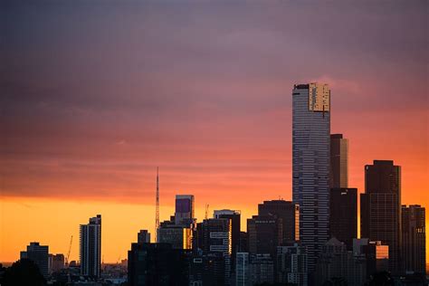 Hd Wallpaper Australia Melbourne City Sunset Tower Building