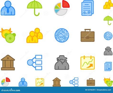 Set Of Flat Business Icons Stock Vector Illustration Of Office