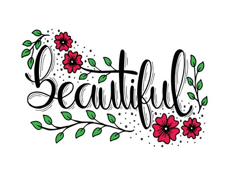 Beautiful, Hand Lettering Gráfico por Santy Kamal · Creative Fabrica