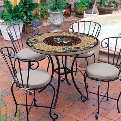 36 Knf Mosaic Patio Table Set Neille Olson Mosaics Iron Accents